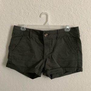 Olive green rolled shorts